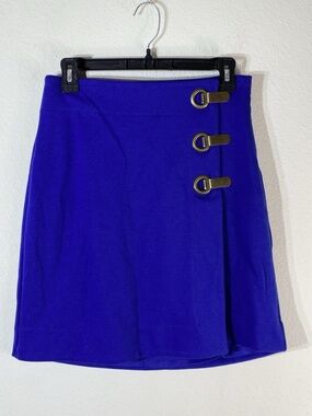 Anthropologie Maeve Monae Structured Skirt Sz 2 A Line Cobalt Blue Buckles